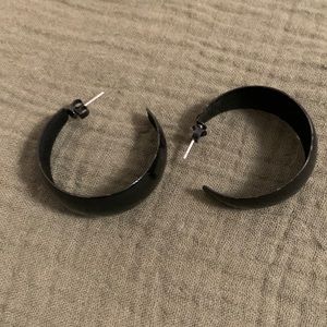 Zara Chunky Black Hoop Earrings
